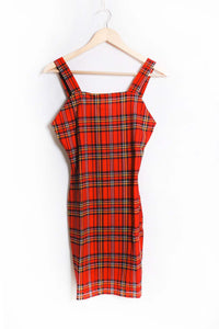 Women's Sleeveless Strappy Plaid Mini Dress