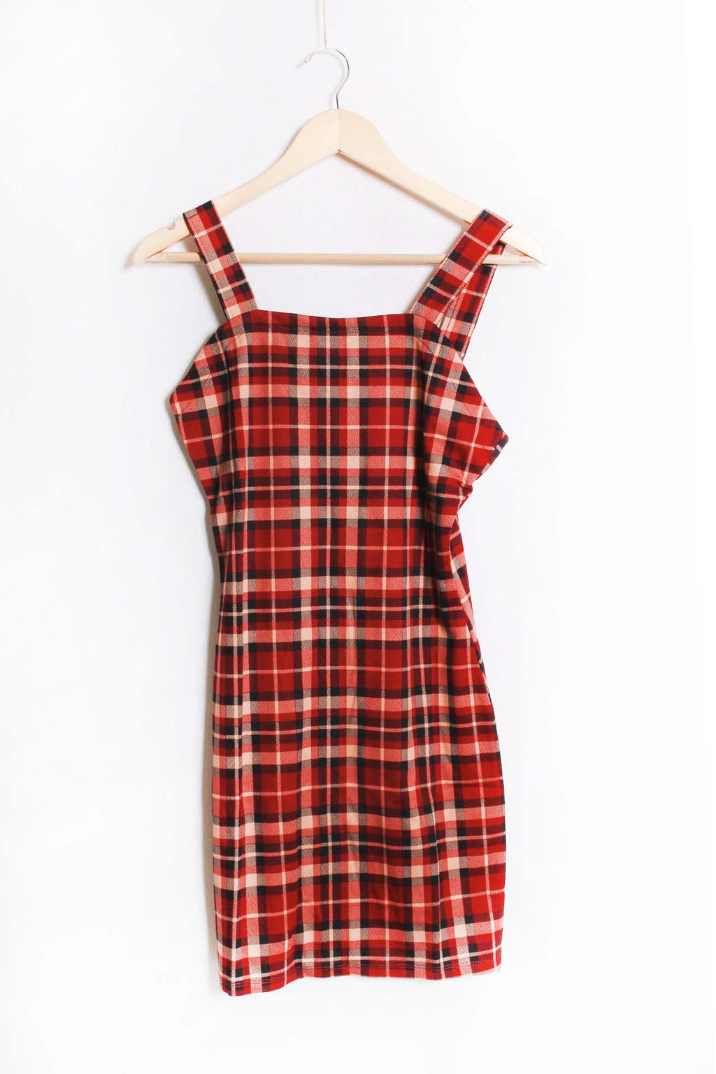 Women's Sleeveless Strappy Plaid Mini Dress