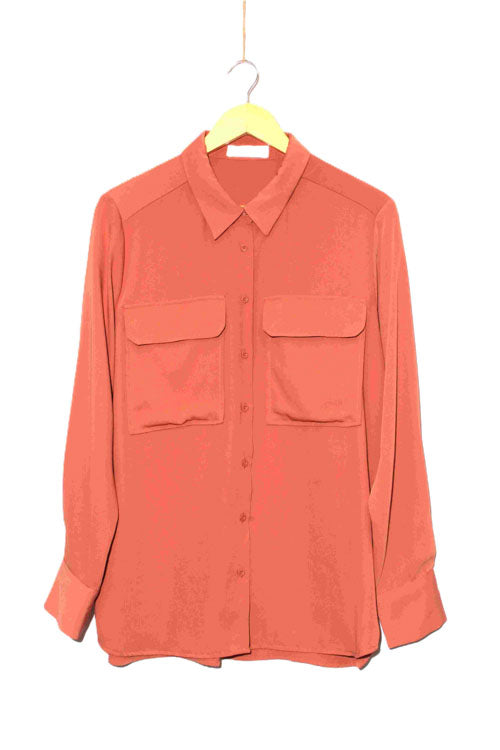 Women's Long Sleeve Front Pocket Button Down Top