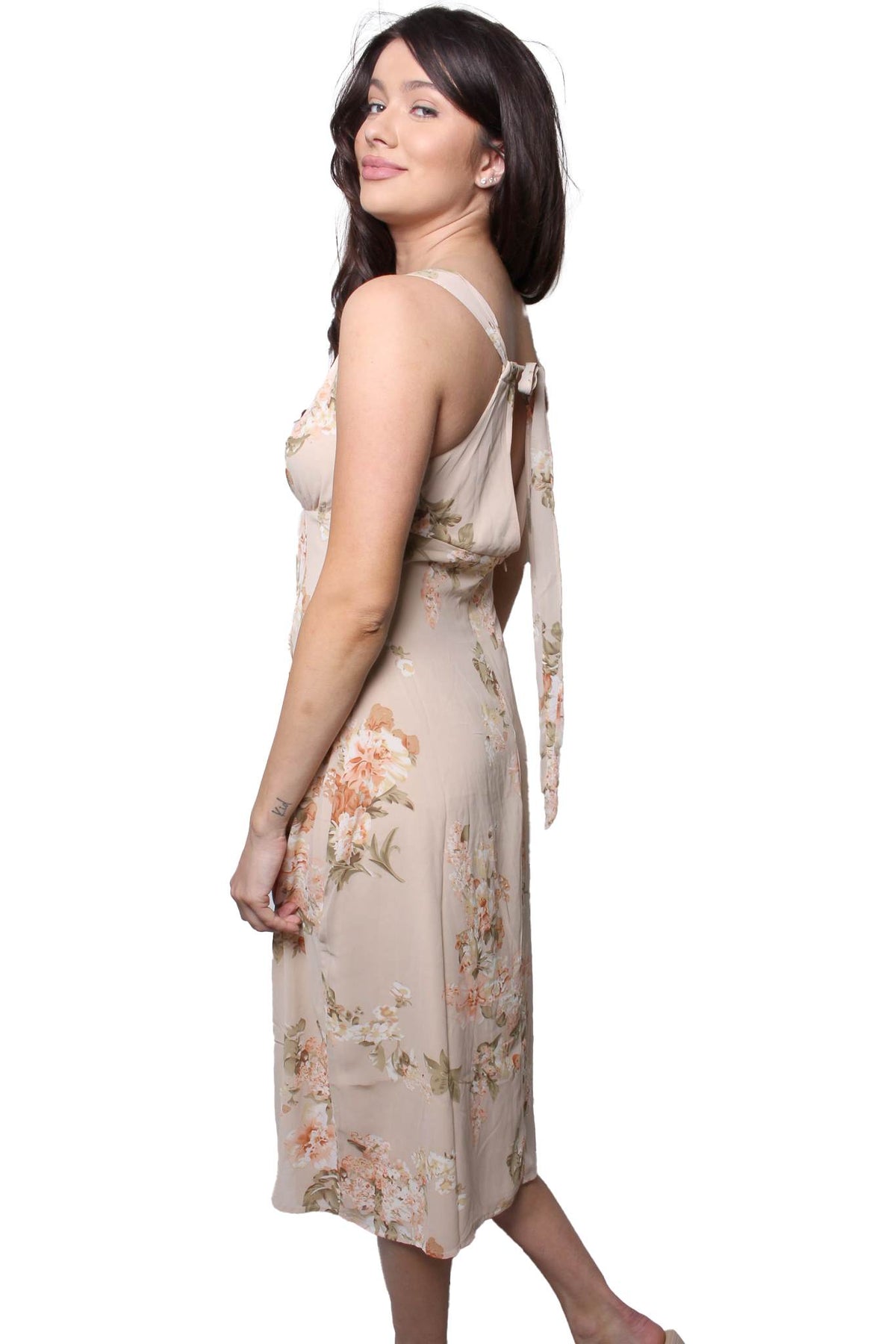 Women's Sleeveless V Neck Floral Print Mini Dress