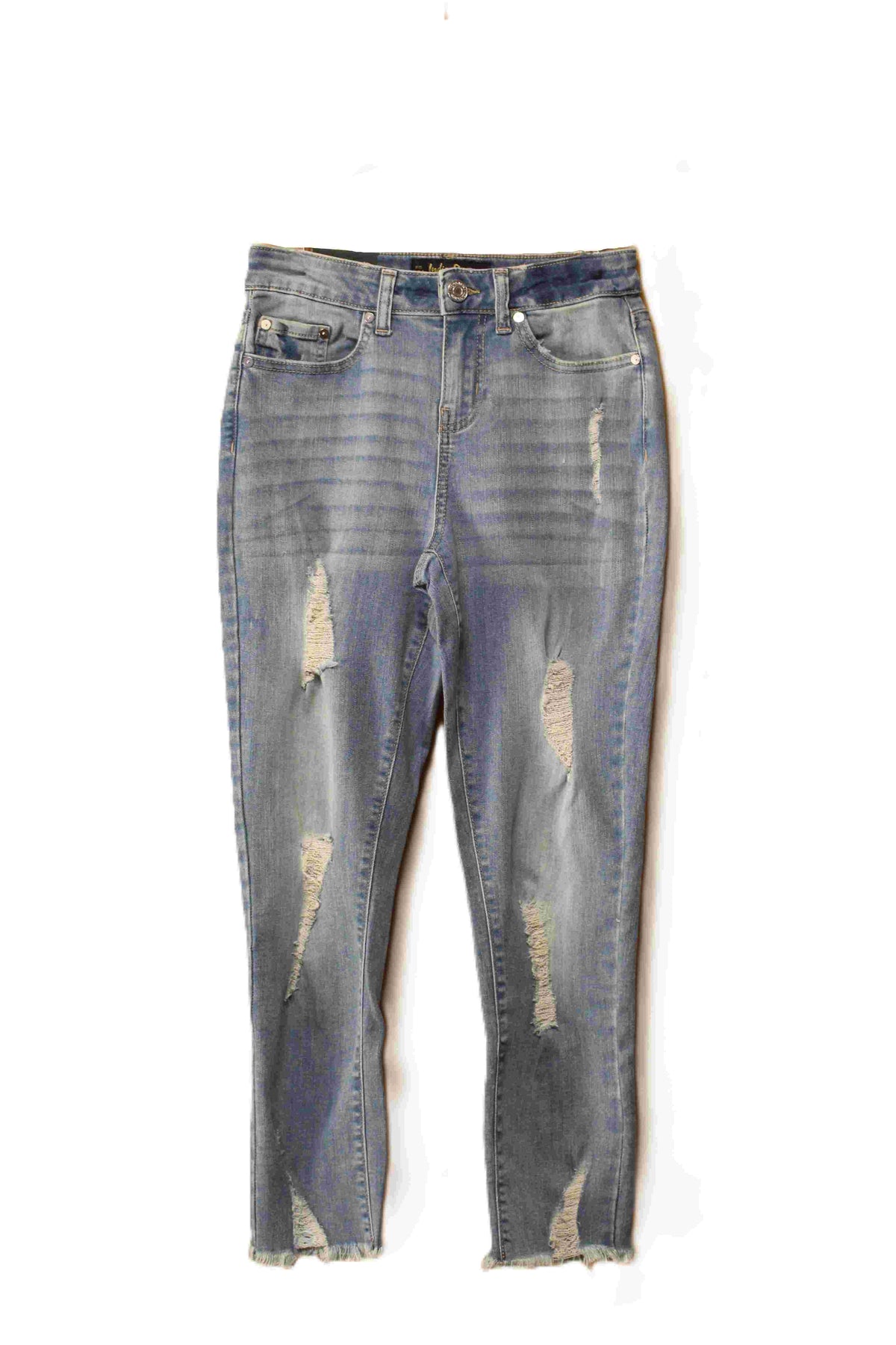 Women's High Waist Curvy Fit Cropped Raw Hem Distressed Jeans