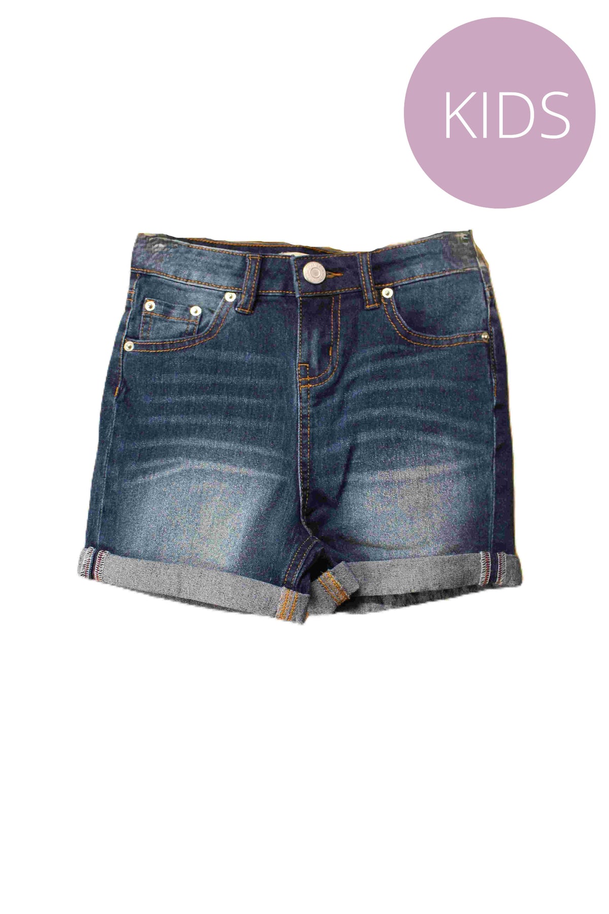 Girl's High Rise Rolled Cuff Denim Shorts