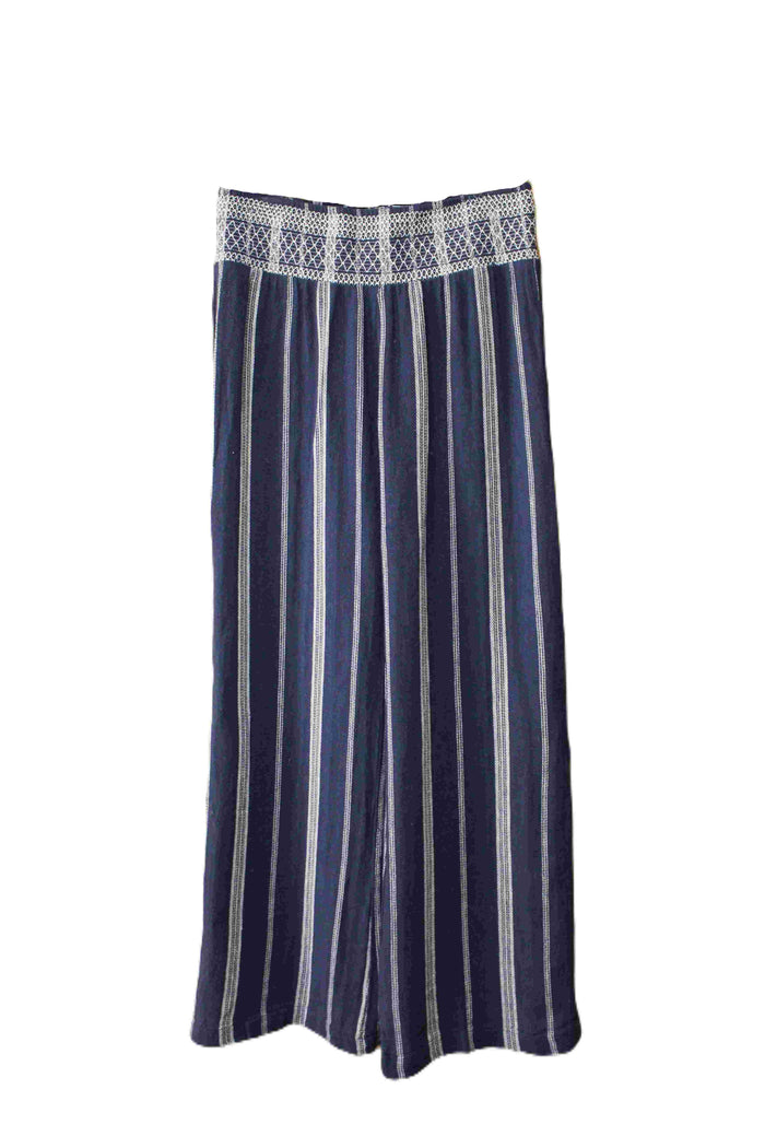 Women’s High Waisted Stripes Palazzo Linen Blend Pants