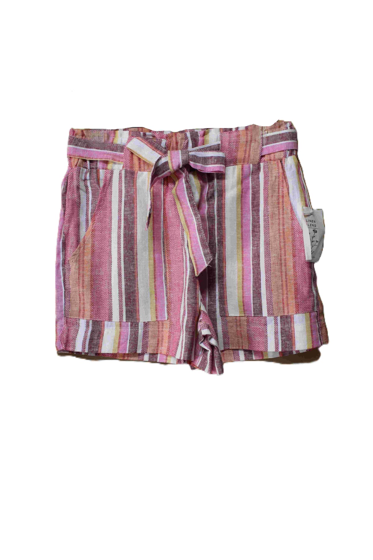 Women's High Waisted Linen Blend Shorts with Tie