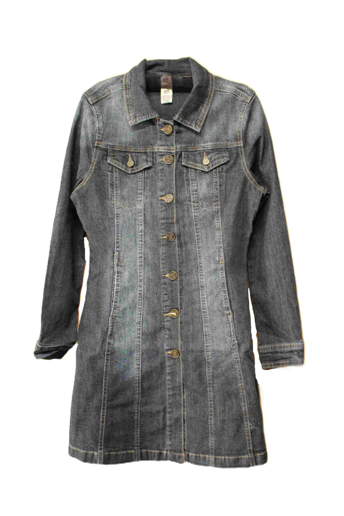 Women's Long Sleeve Button Down Denim Mini Dress