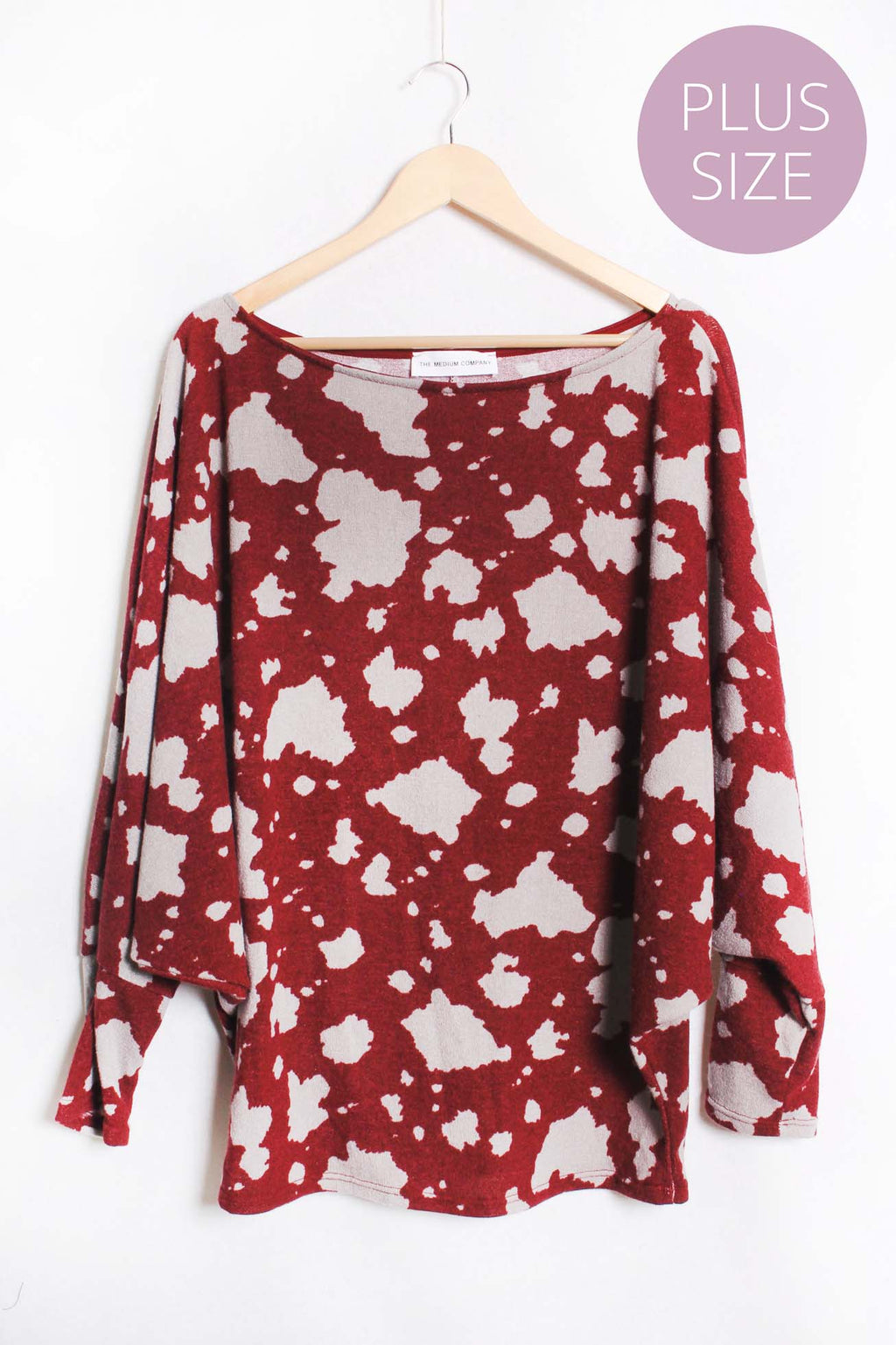 Women's Plus Dolman Sleeve Round Neck Printed Top