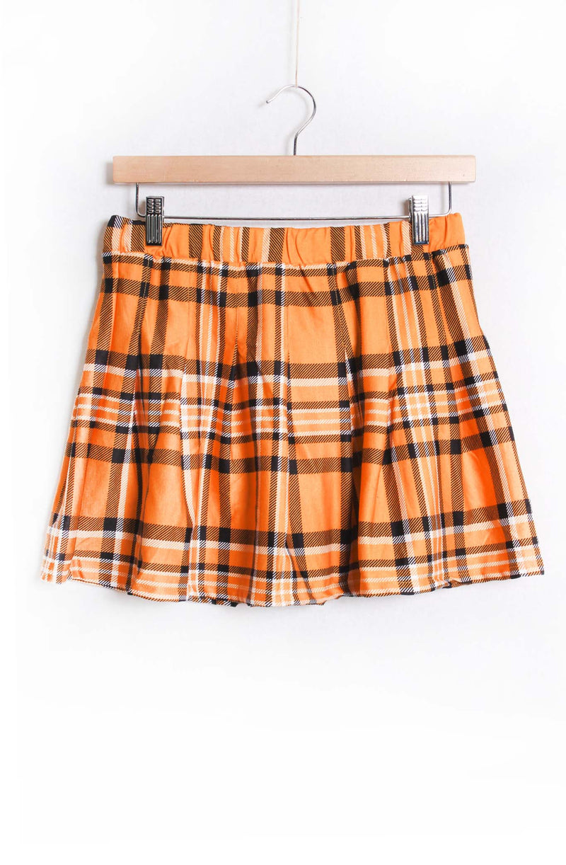 Women's High Waist Garterized Plaid Skirt