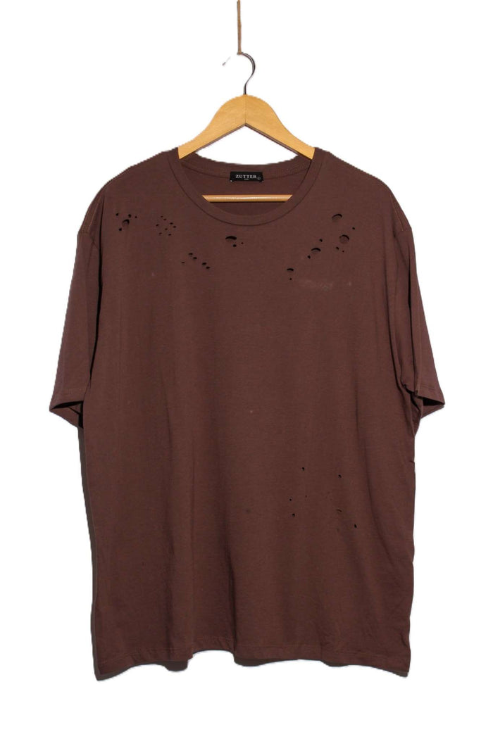 Women's Short Sleeve Distressed Crew Neck Oversize T-Shirt