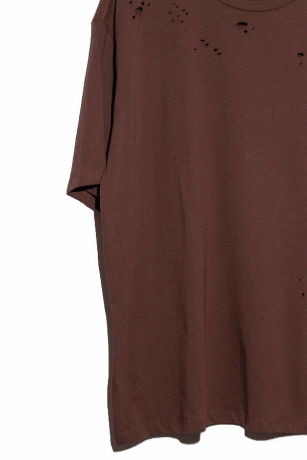 Women's Short Sleeve Distressed Crew Neck Oversize T-Shirt