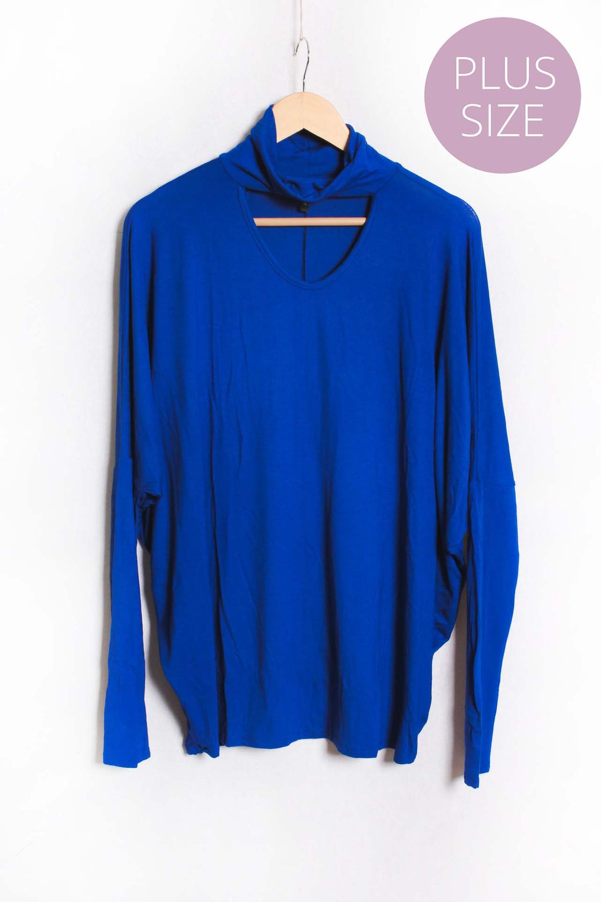 Women's Plus Dolman Sleeve High Neck Cut Out Top