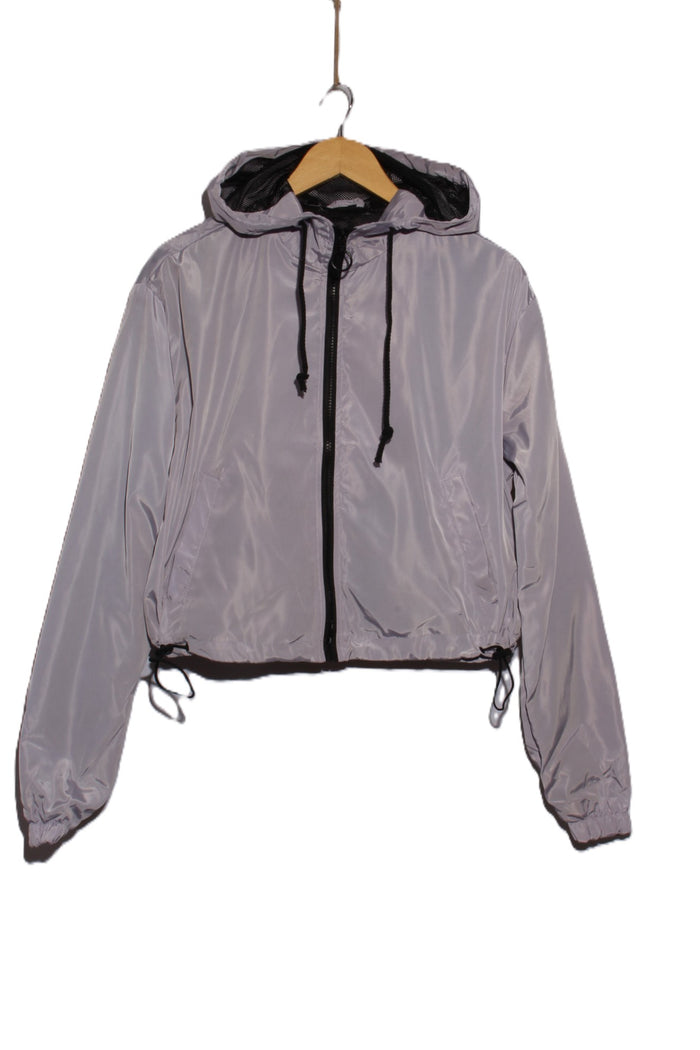 Women's Long Sleeve Zip Up Hooded Cropped Windbreaker