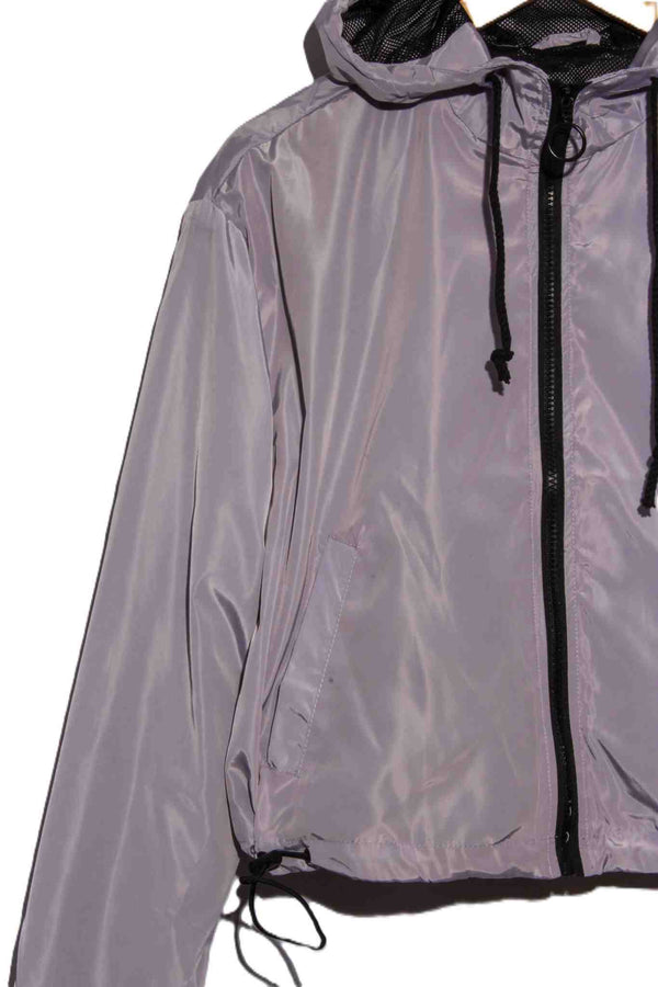 Women's Long Sleeve Zip Up Hooded Cropped Windbreaker