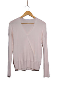 Women's Long Sleeve Faux Wrap Ribbed Knit Sweater Top