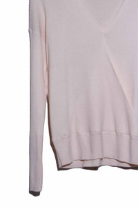 Women's Long Sleeve Faux Wrap Ribbed Knit Sweater Top