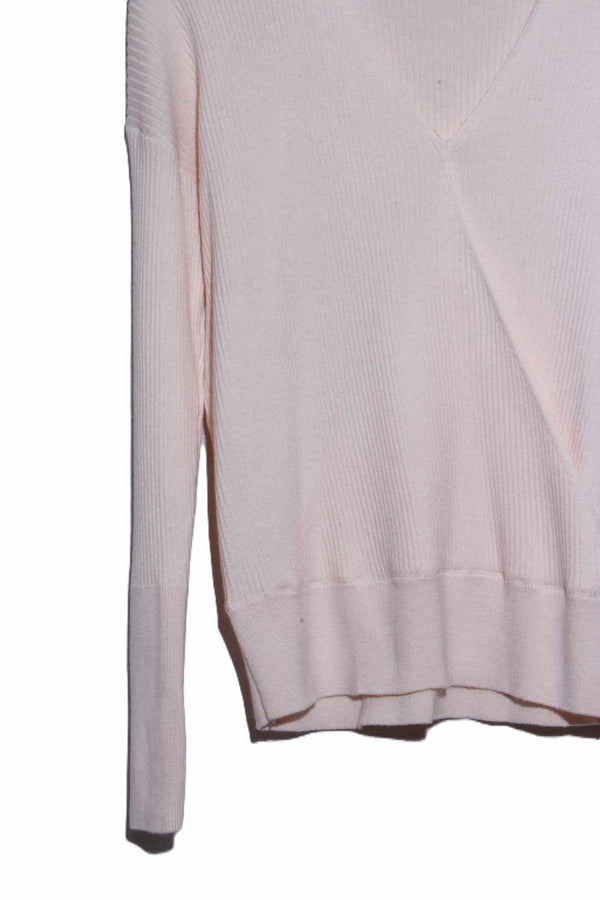 Women's Long Sleeve Faux Wrap Ribbed Knit Sweater Top