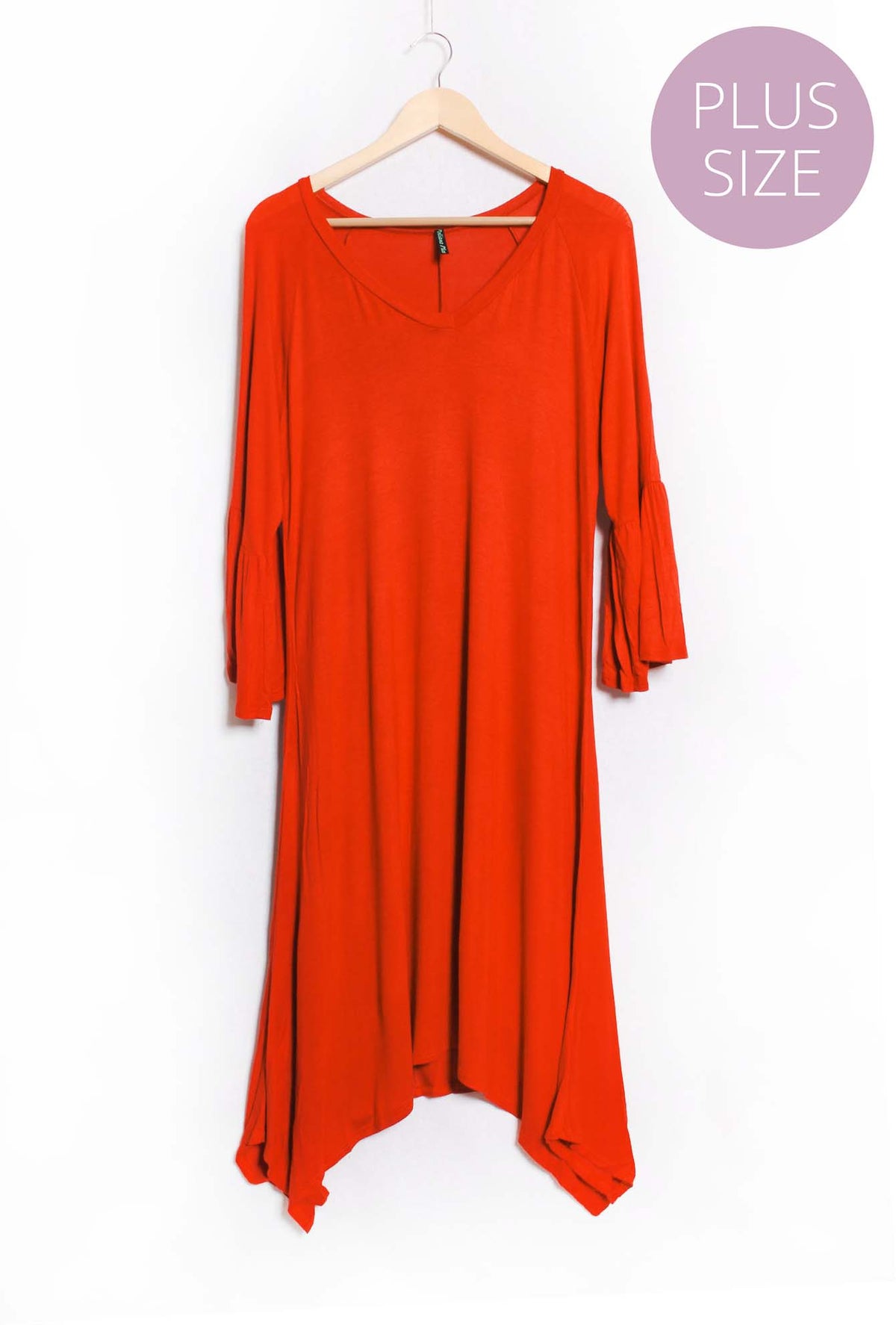 Women's Plus Flounce Sleeve Scoop Neck Midi Dress