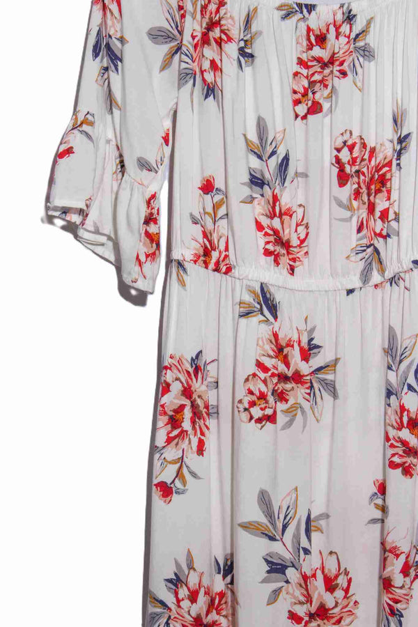 Women's Short Sleeve Ruffle Off Shoulder Floral Mini Dress