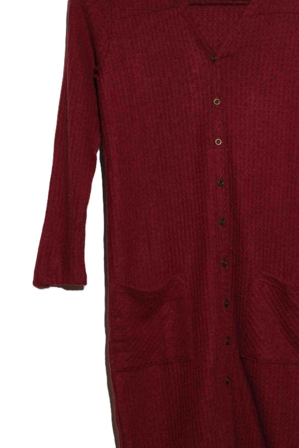 Girl's Long Sleeve Waffle Button Down Duster Cardigan