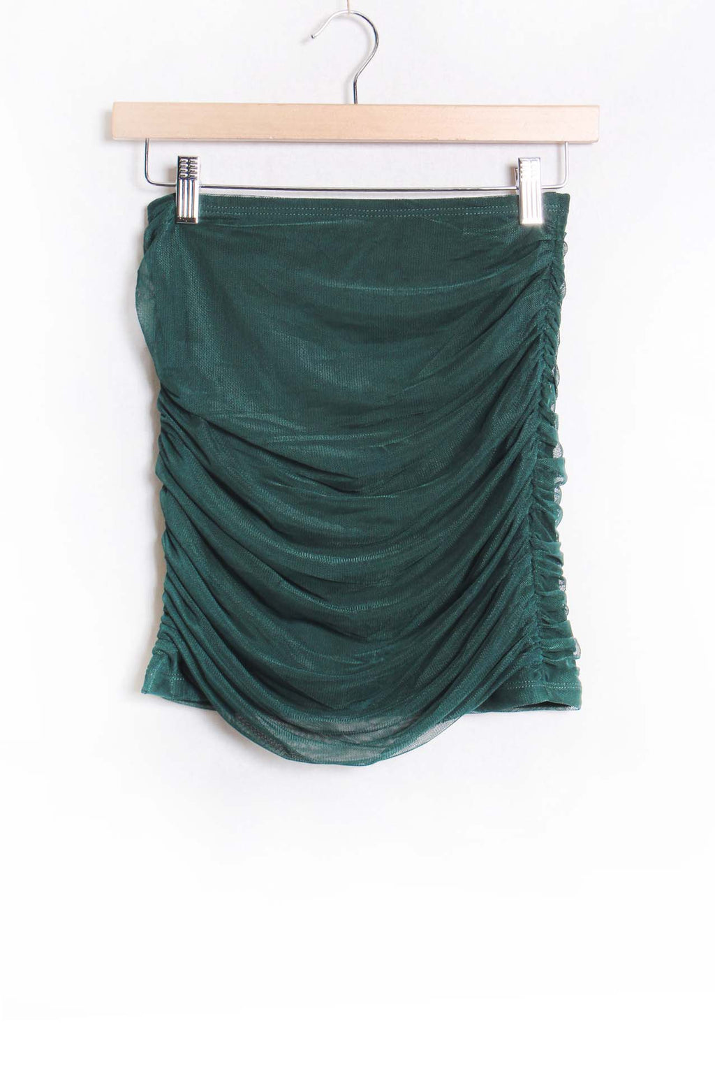 Women's Solid Mesh Ruched Mini Skirt