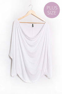 Women's Plus Cape Sleeve Cowl Neck Solid Top