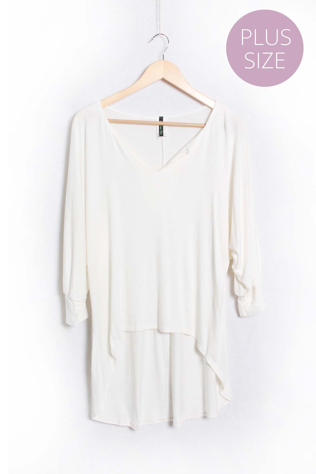 Women's Plus Dolman Sleeve V Neck Hi Low Hem Top