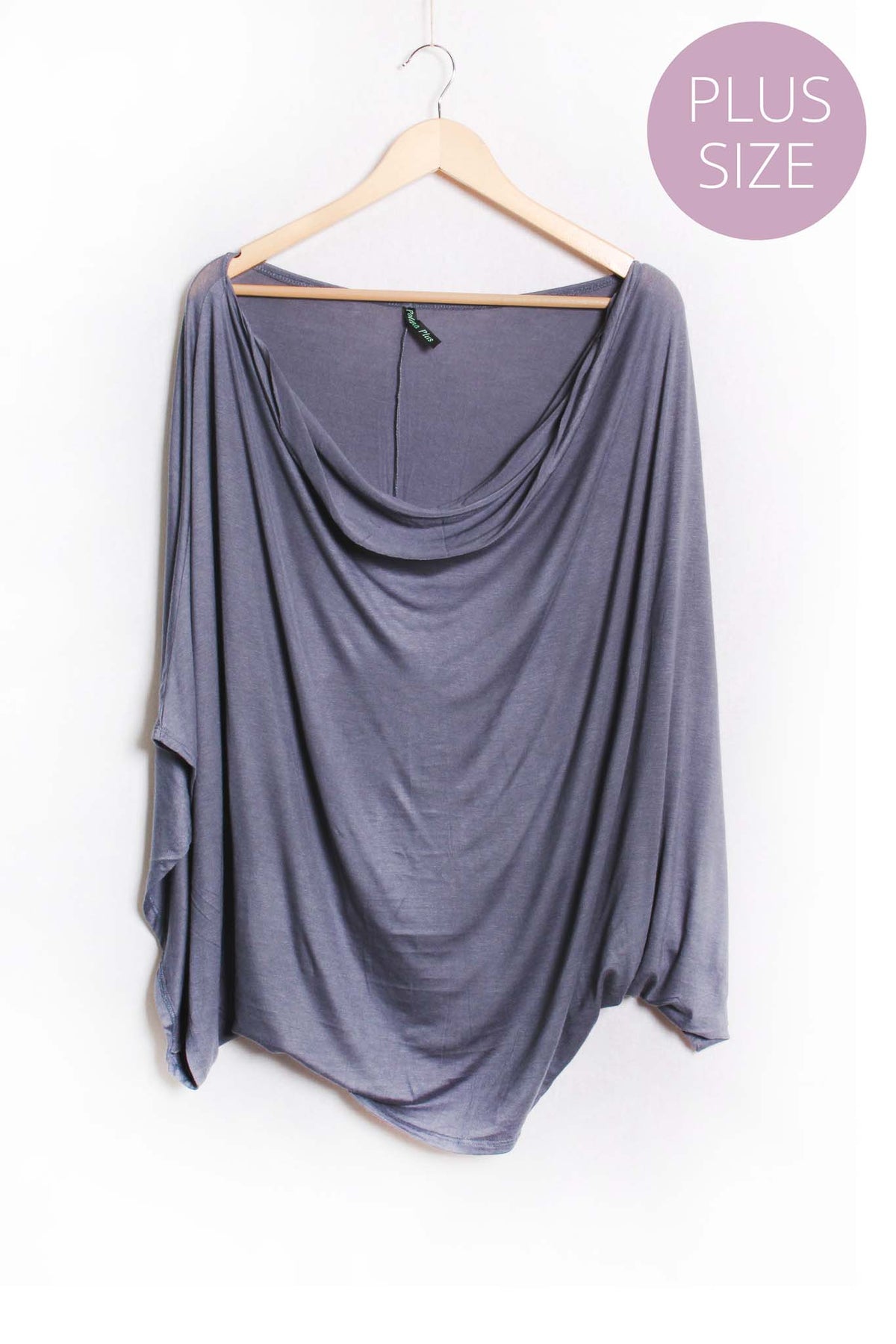 Women's Plus Cape Sleeve Cowl Neck Solid Top