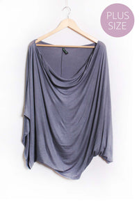 Women's Plus Cape Sleeve Cowl Neck Solid Top