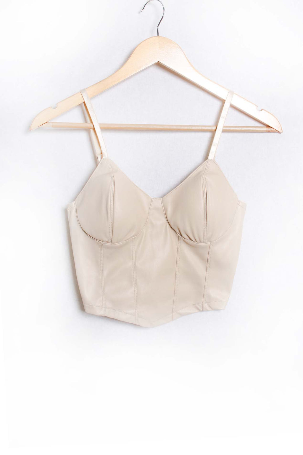 Women's Spaghetti Strap Faux Leather Bustier Cami Top