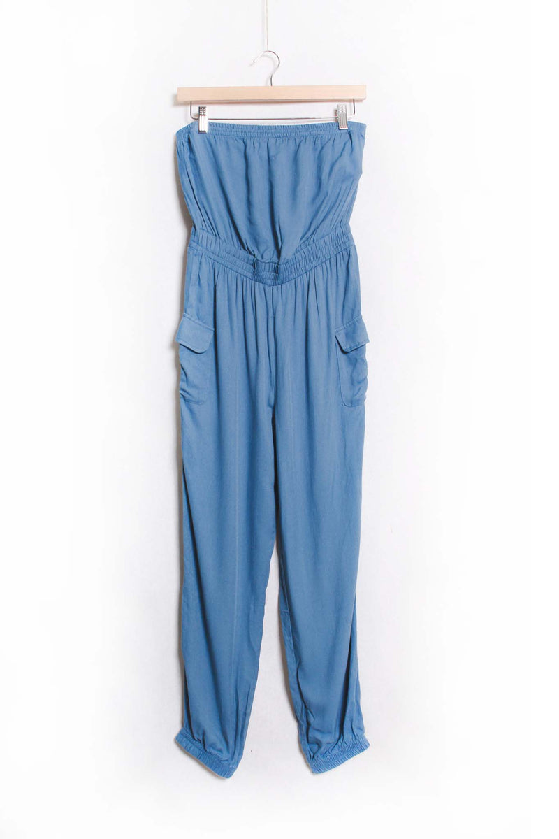 Women's Strapless Side Pocket Jumpsuit