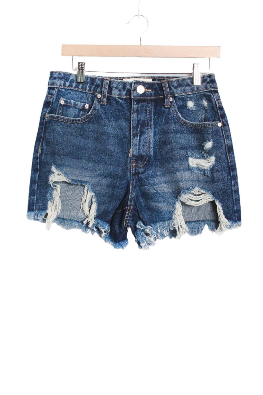 Women's High Rise Ripped Denim Shorts