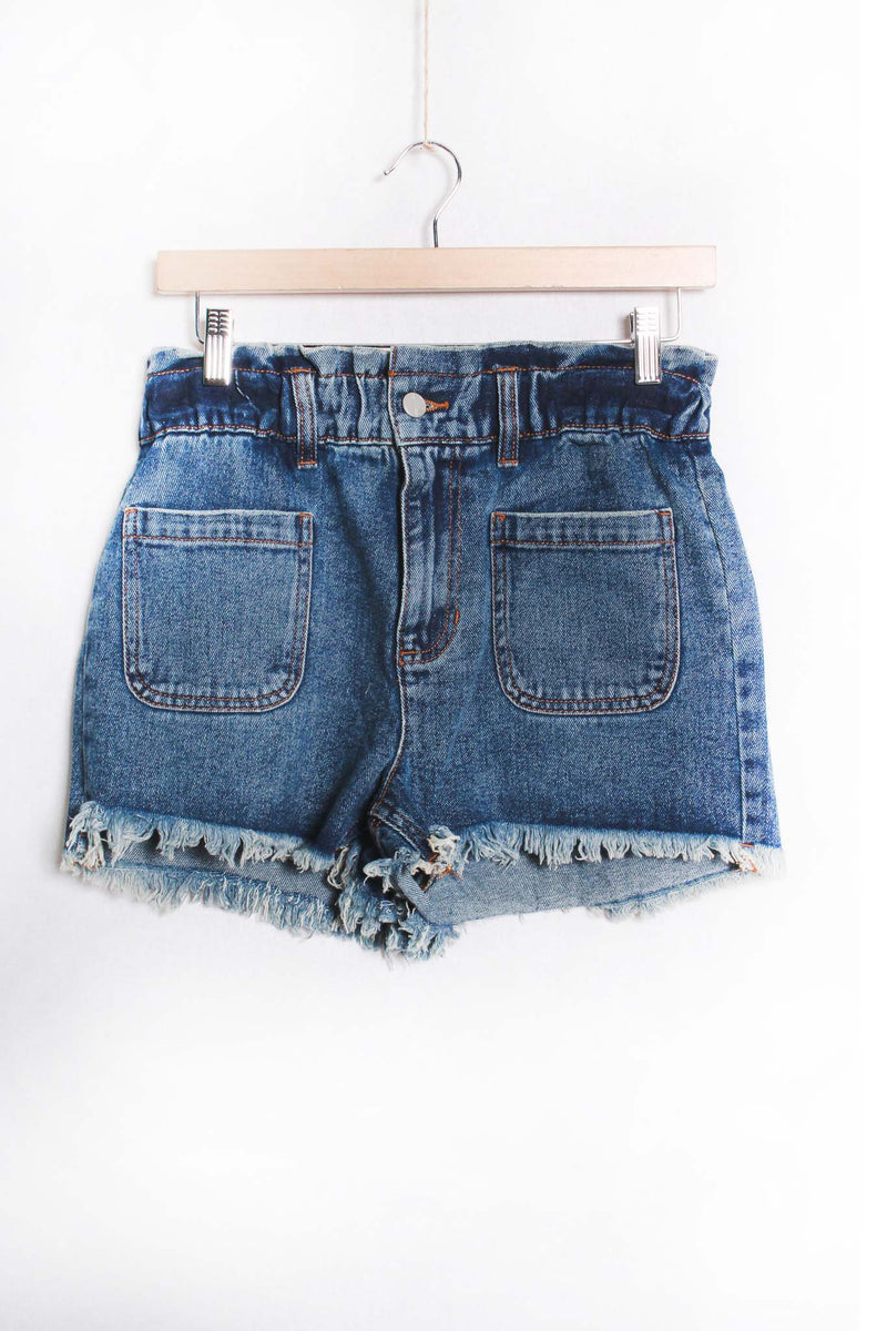 Women's High Rise Frayed Bottom Denim Shorts