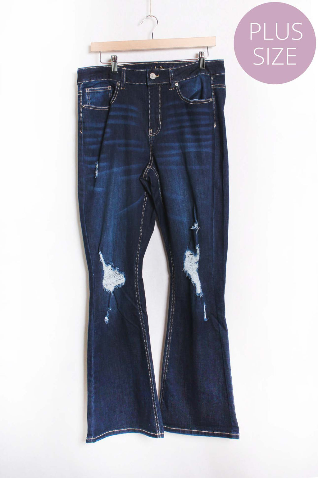 Women's Plus High Waist Ripped Flare Jeans
