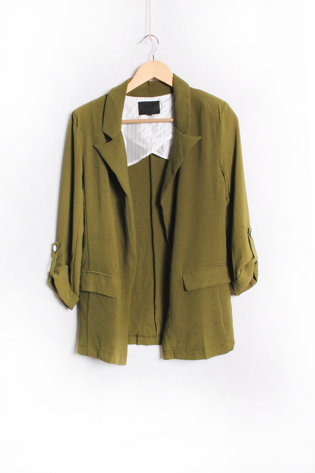 Women's 3/4 Sleeve Collared Double Pocket Blazer