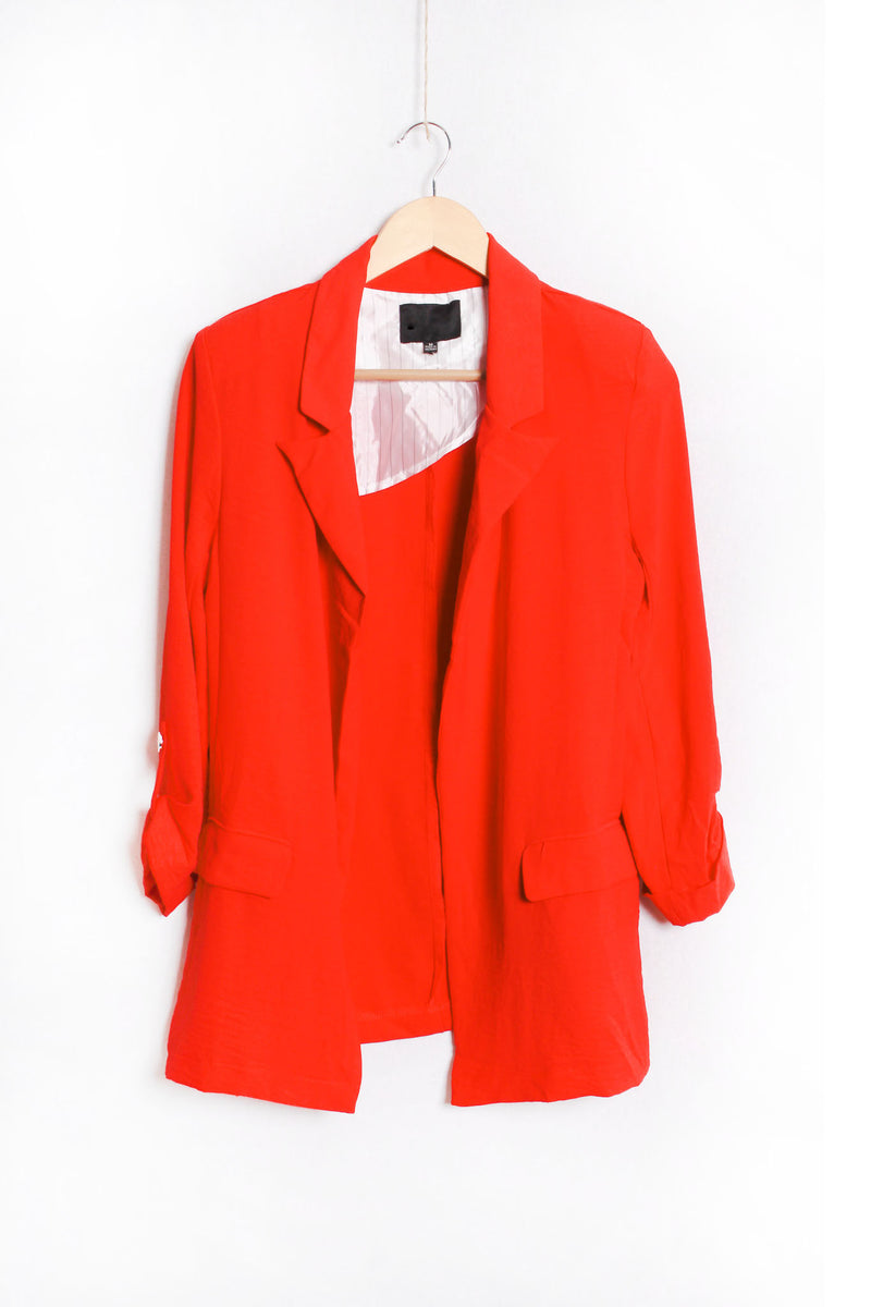 Women's 3/4 Sleeve Collared Double Pocket Blazer