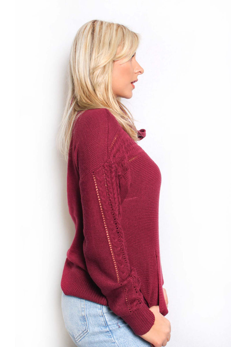 Women's Long Sleeves Cowl Neck Knitted Sweater