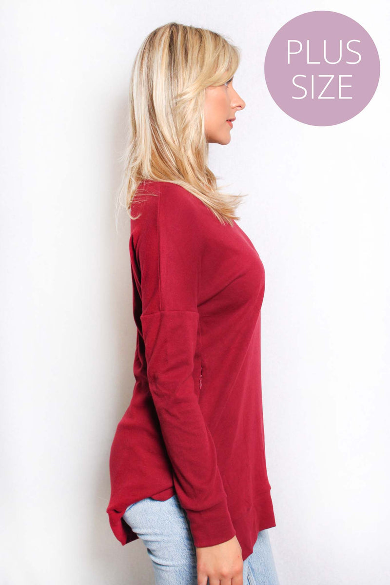 Women's Plus Long Sleeves V Neck Basic Sweater