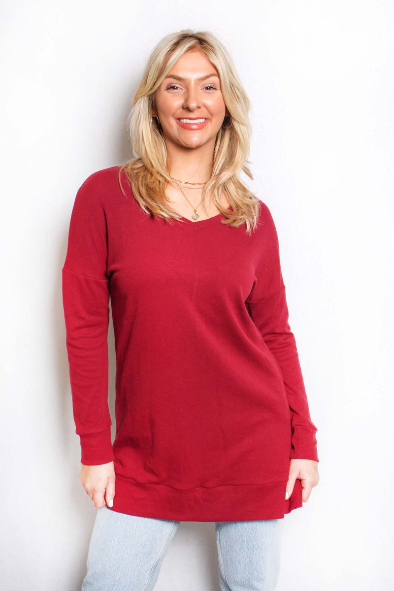 Women's Plus Long Sleeves V Neck Basic Sweater