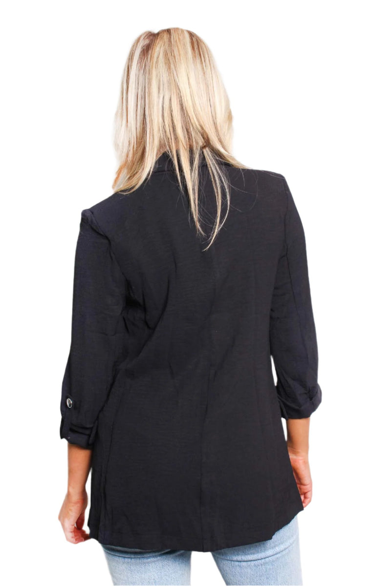 Women's 3/4 Sleeve Collared Double Pocket Blazer