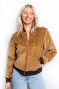 Women's Long Sleeve Lined Corduroy Bomber Jacket