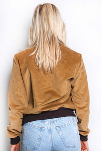 Women's Long Sleeve Lined Corduroy Bomber Jacket