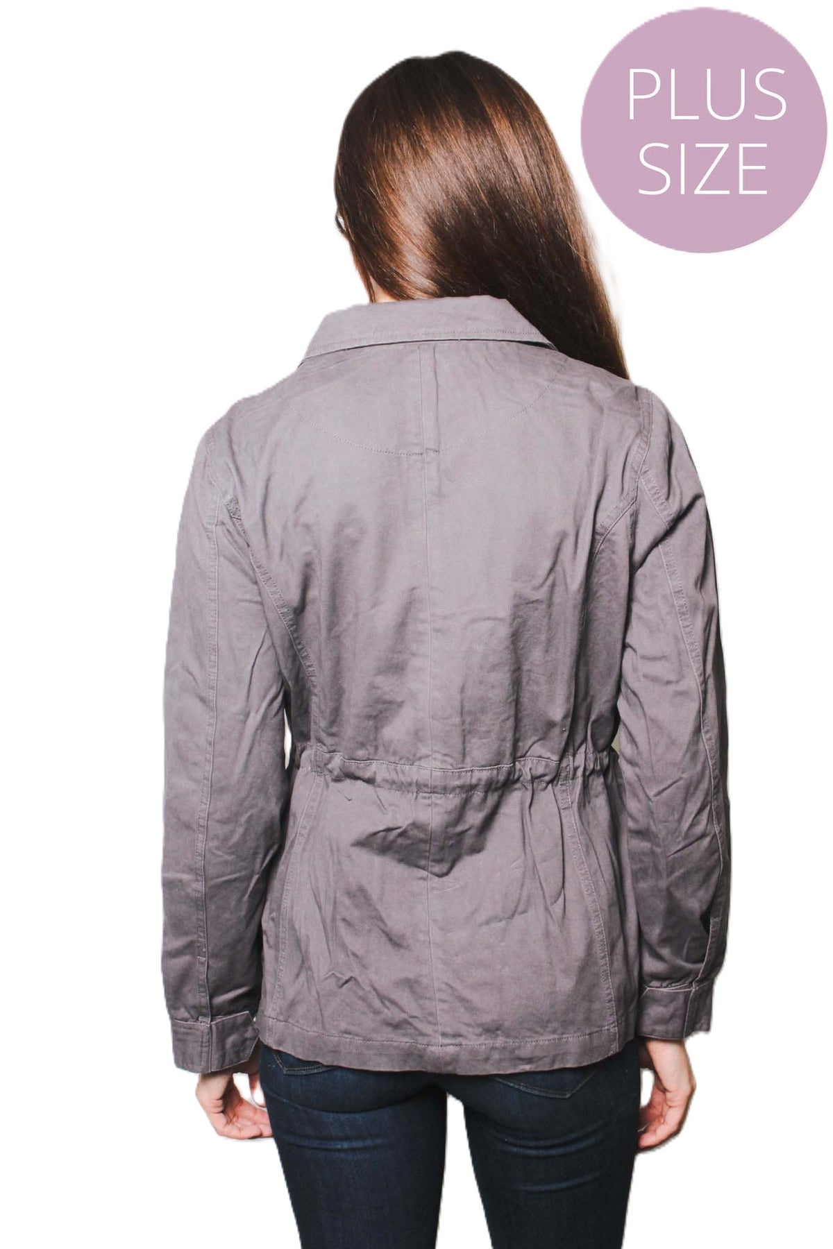 Women's Plus Long Sleeves Zipper Cinched Waist Jacket