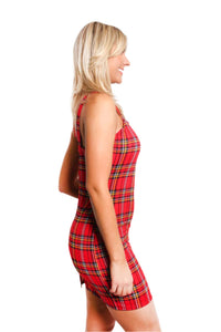 Women's Sleeveless Strappy Plaid Mini Dress