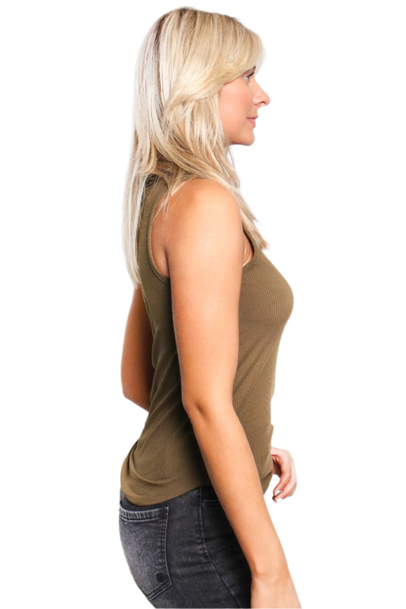 Women's Sleeveless High Neck Ribbed Top