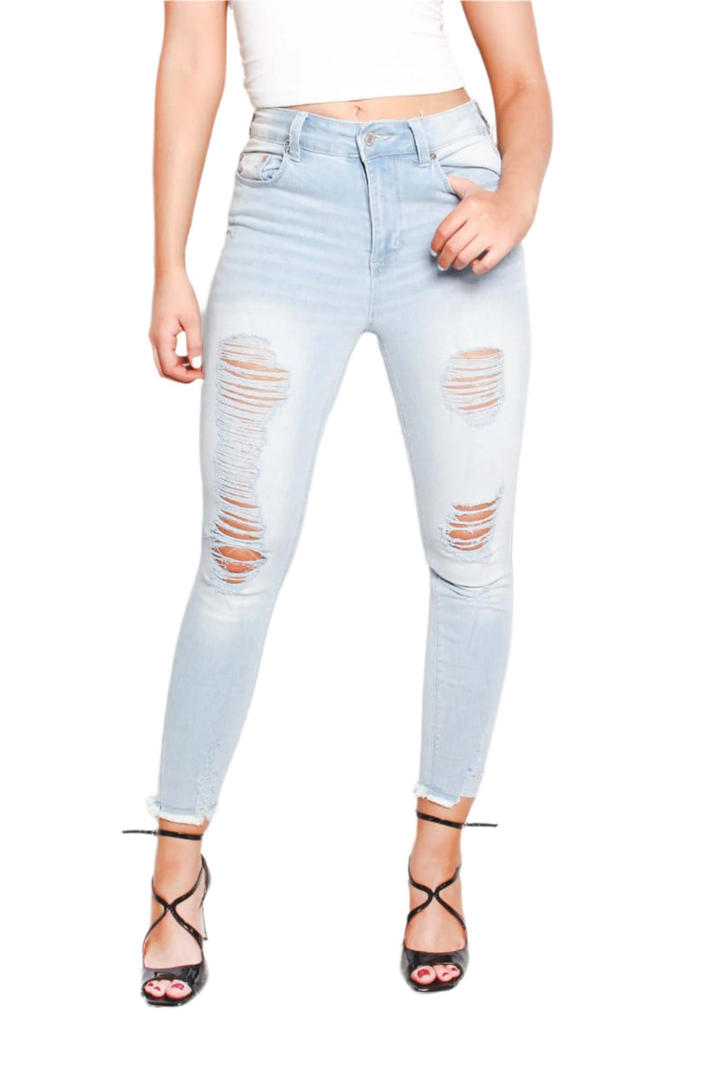 Women's High Waist Distressed Skinny Jeans