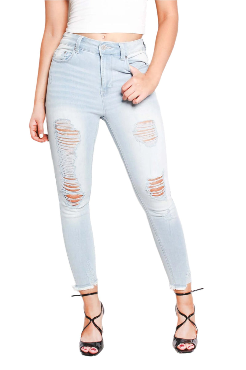 Women's High Waist Distressed Skinny Jeans