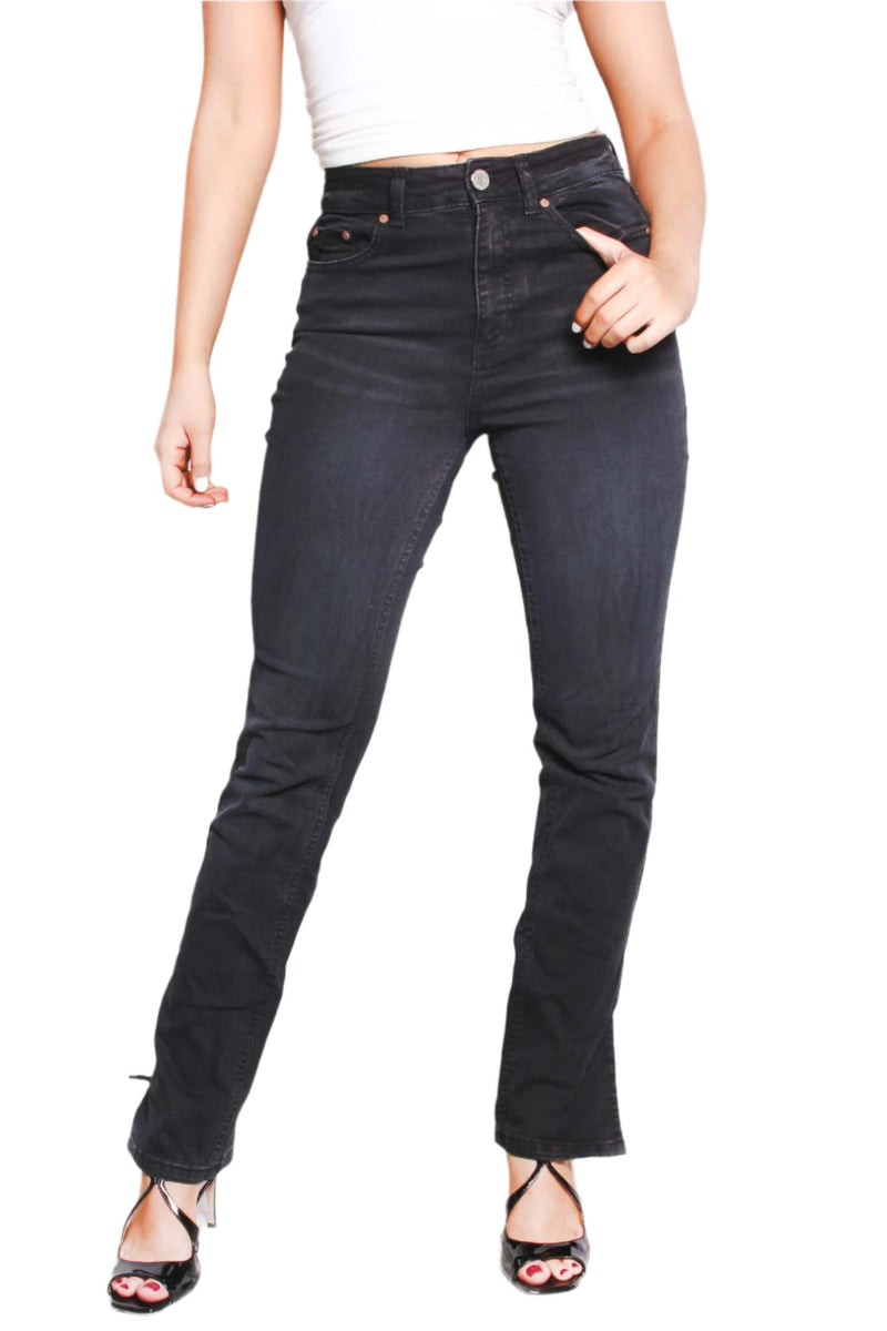 Women's High Waist Side Slit Hem Skinny Jeans