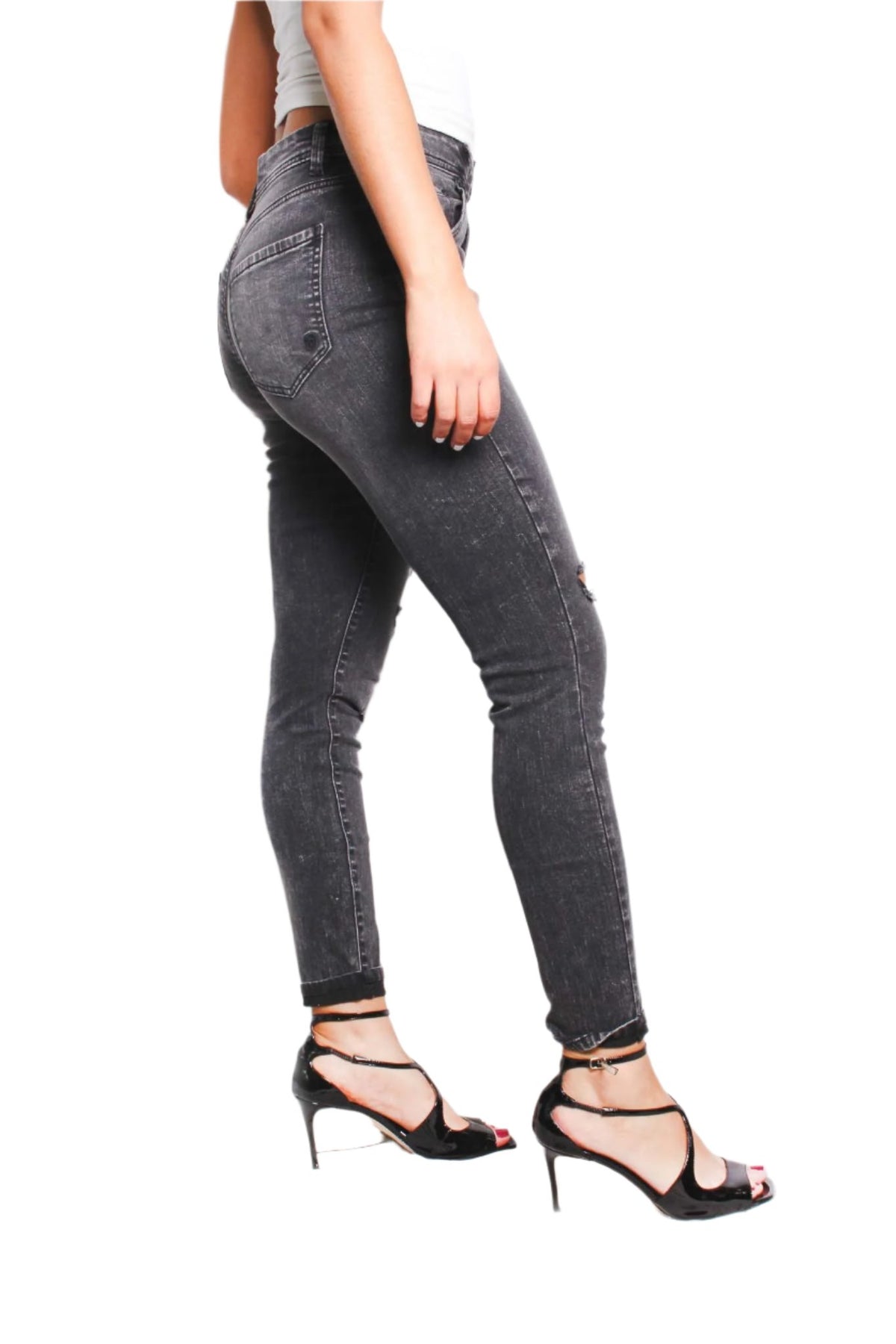 Women's High Waist Ripped Skinny Jeans