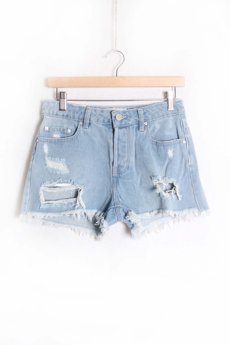 Women's High Rise Ripped Denim Shorts