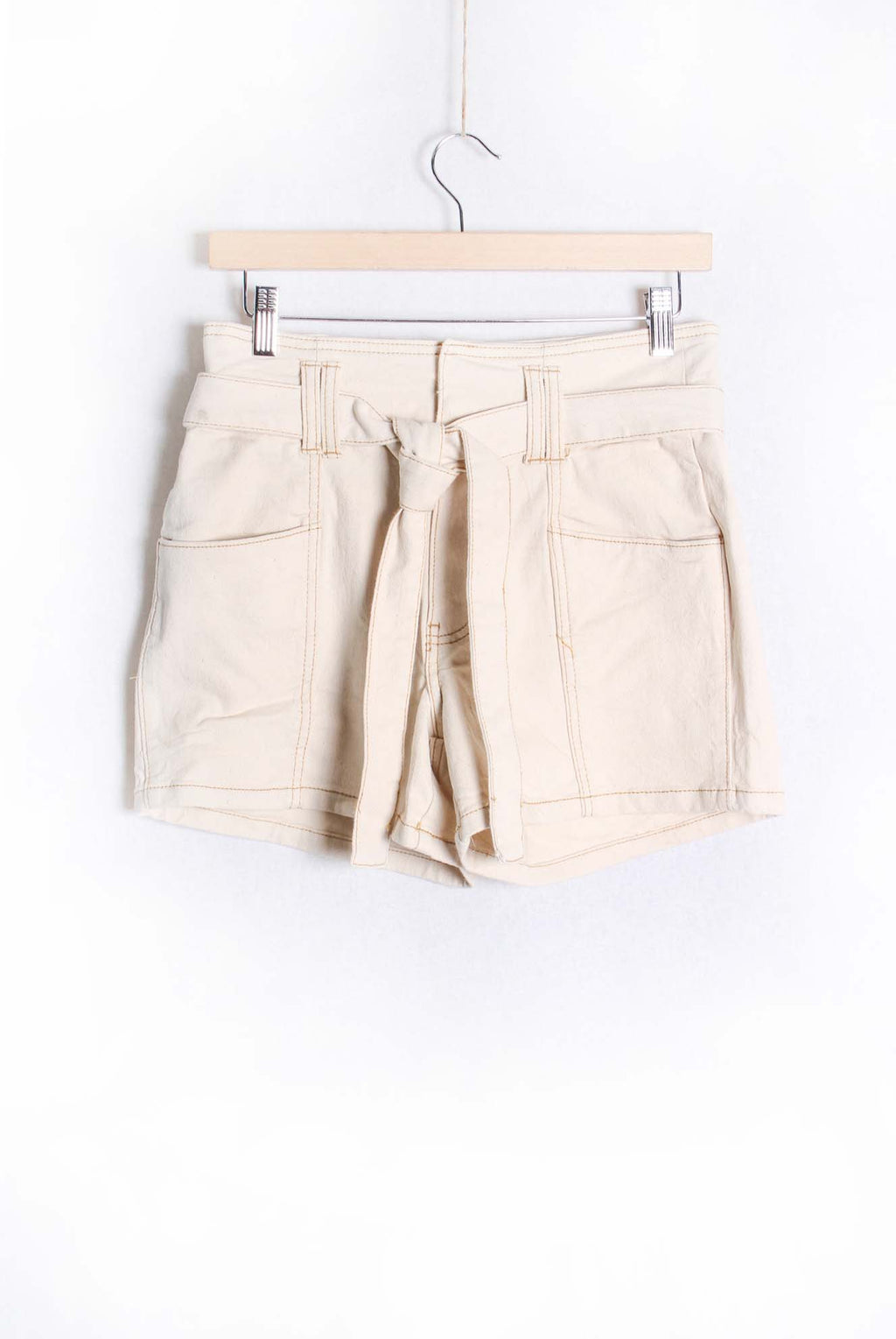 Women's High Waist Belted Khaki Shorts