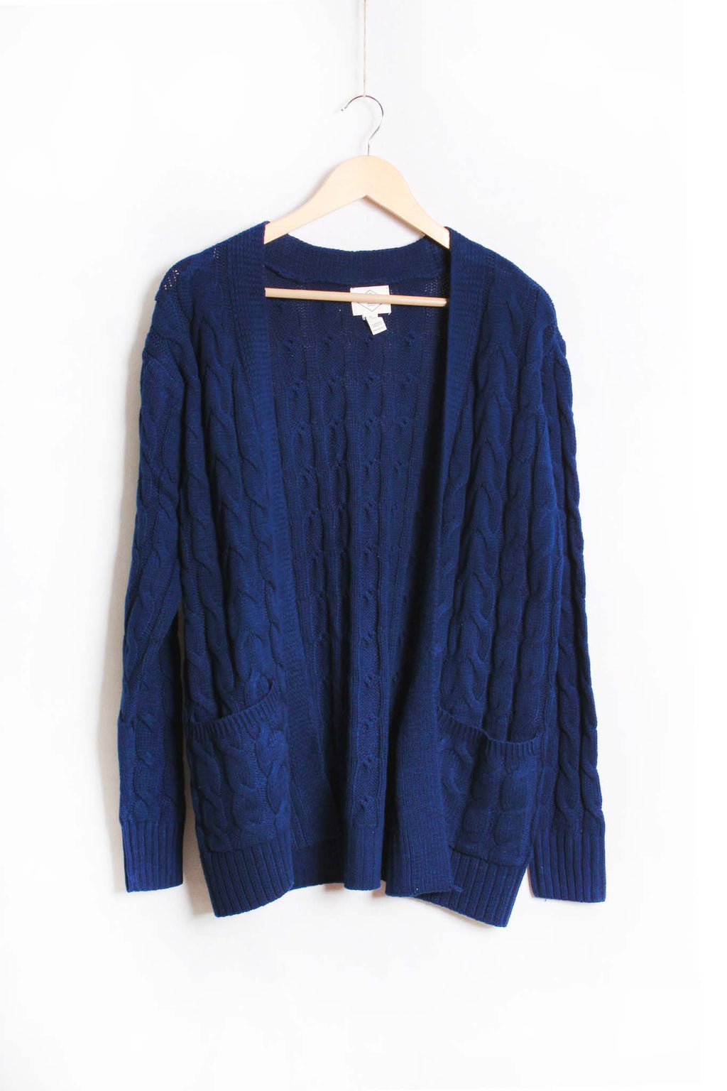 Women's Long Sleeves Open Front Double Pocket Ribbed Cardigan